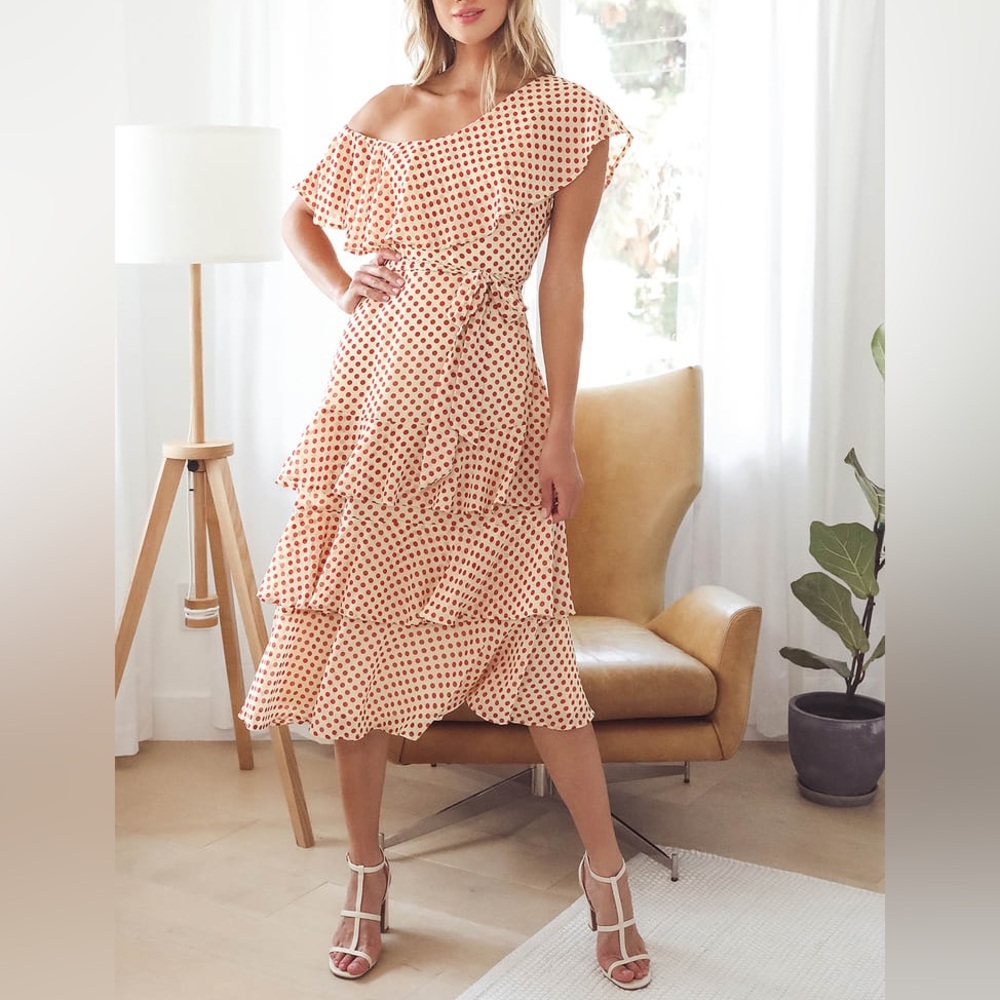 LULU’S CREAM & RED POLKA DOT DRESS